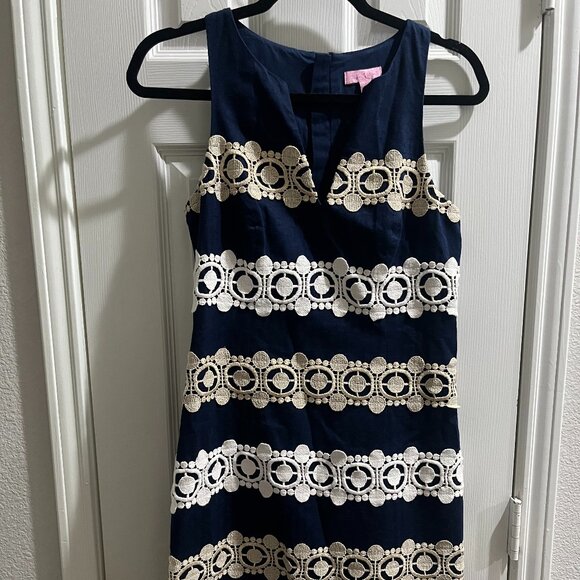 Lilly Pulitzer Navy White & Gold Nautical Shift Dress - Picture 1 of 4